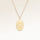 Personalized asymmetric gold necklace with space for engraving of text, coordinates or handwriting on the front and back