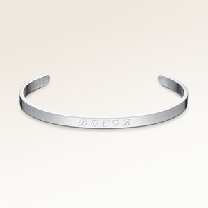 Bangle bracelet in silver with smooth outside, space for personalized engraving