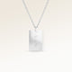 Personalized square silver necklace with space for engraving of text, coordinates or handwriting on the front and back