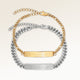 Couples bracelets, pair of two bar bracelets in gold and silver with personalized engraving, from Mon Chou