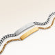 Couples bracelets, pair of two bar bracelets in gold and silver with personalized engraving, from Mon Chou
