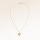 Full heart-shaped necklace in gold fully laid out with fine adjustable gold chain and minimalist heart pendant for personalized engraving