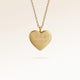Personalized heart-shaped gold necklace with space for engraving of text, coordinates or handwriting on the front and back