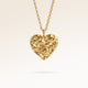 Personalized heart-shaped gold necklace with softly melted finish and space for engraving of text, coordinates or handwriting on the back