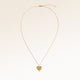 Full heart-shaped necklace in gold fully laid out with fine adjustable gold chain and minimalist heart pendant for personalized engraving