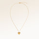 Full heart-shaped necklace in gold fully laid out with fine adjustable gold chain and minimalist heart pendant for personalized engraving