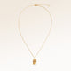 Full square necklace in gold fully laid out with fine adjustable gold chain and minimalist pendant for personalized engraving