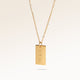 Square gold necklace with smooth surface side view, space for personalized engraving on the front and back