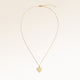Full heart-shaped necklace in gold fully laid out with fine adjustable gold chain and minimalist heart pendant for personalized engraving